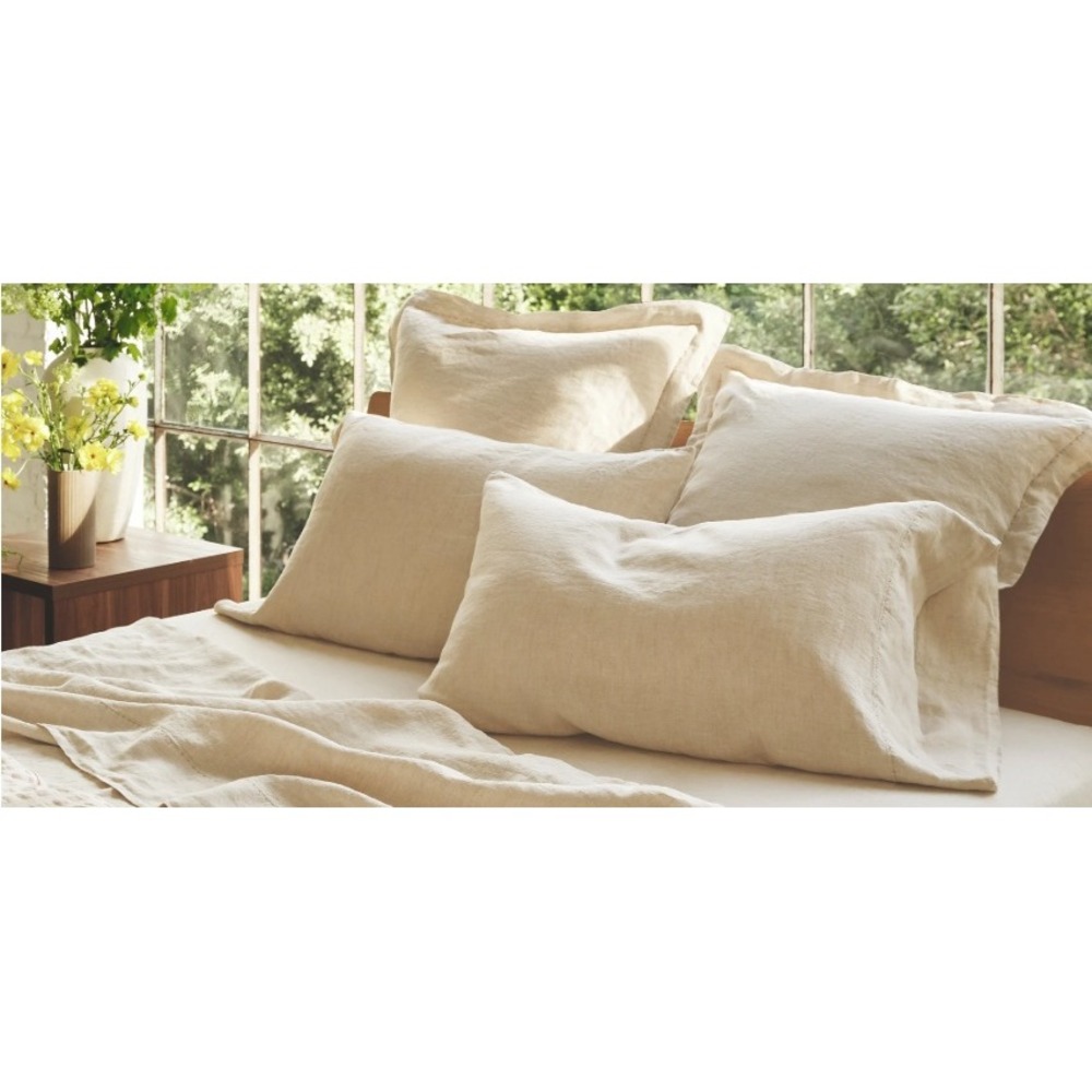 Coyuchi 100% Organic Linen Pillowcase Set Natural Flax King Made in Portugal